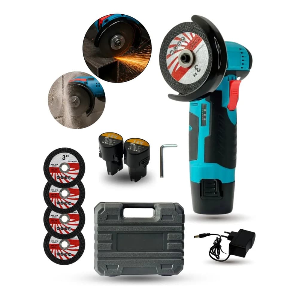 Mini Esmerilhadeira Lixadeira Sem Fio 12V com Maleta e 2 Baterias — Modelo único