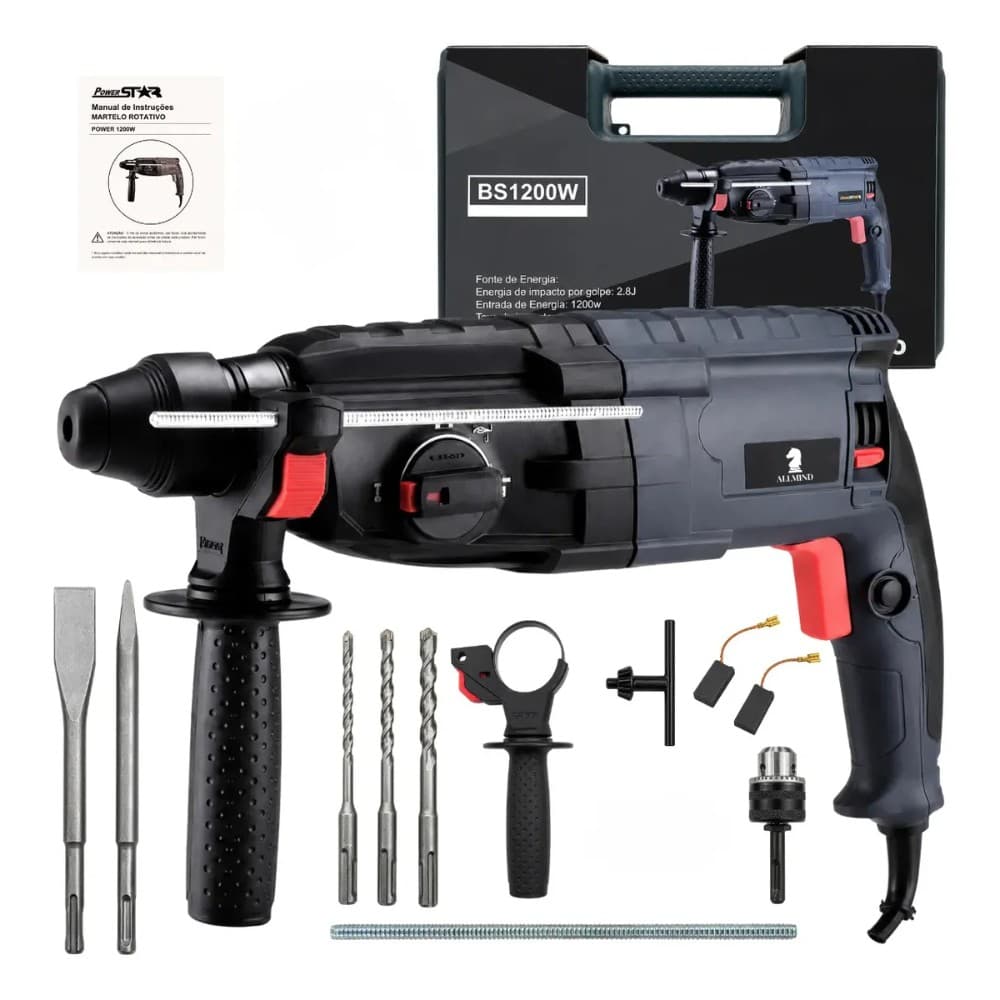 Martelete Rotativo Rompedor 1200W SDS Plus com Maleta e Acessórios — Modelo único